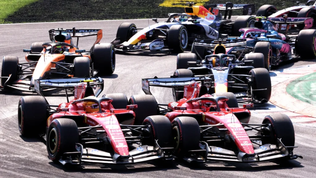 Lewis Hamilton and Charles Leclerc went side-by-side at first corner