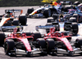 Lewis Hamilton and Charles Leclerc went side-by-side at first corner