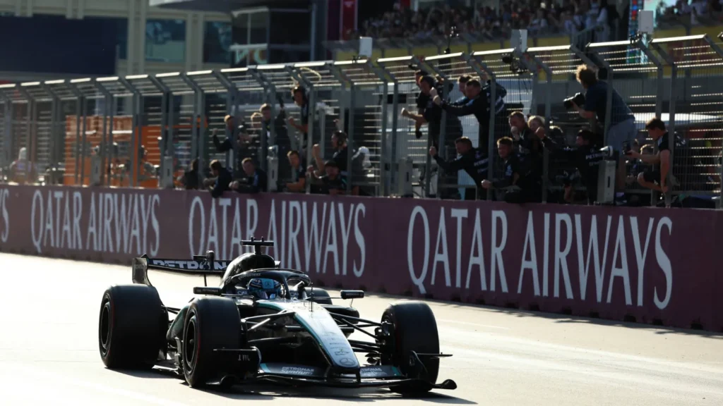 Russell cut his deficit to Kimi Antonelli by 66 points after winning at Baku