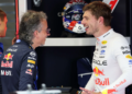 Laurent Mekies and Max Verstappen