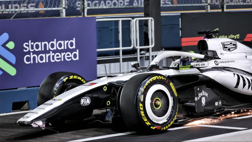 Sergio Perez tapped the wall at T5