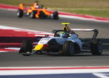 AUSTIN, TEXAS - OCTOBER 22: Rafaela Ferreira of Brazil and Campos Racing (18) on track during qualifying ahead of F1 Academy Round 5 at Circuit of The Americas on October 22, 2026 in Austin, Texas.