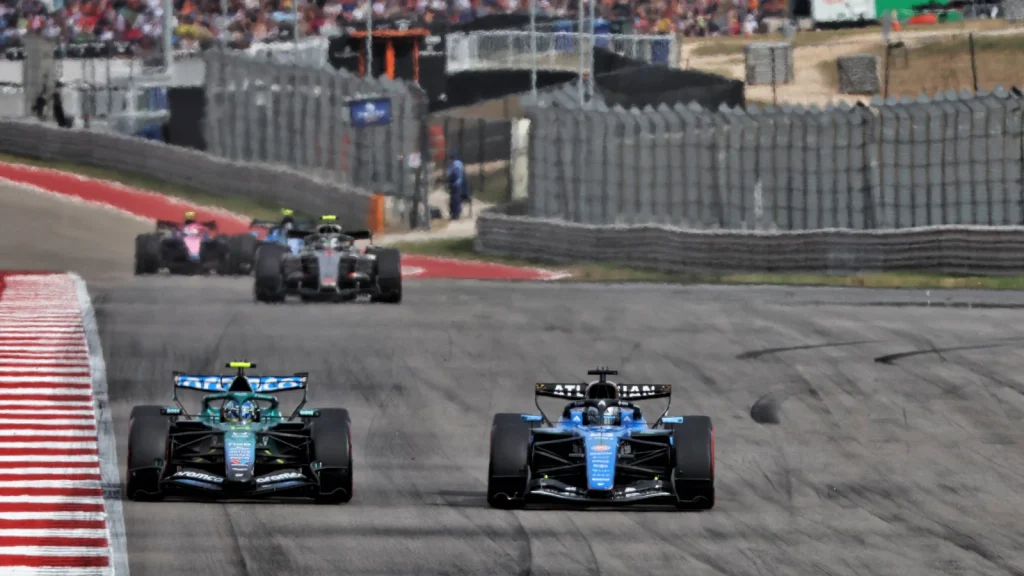 Fernando Alonso and Alex Albon tangled during the race at COTA