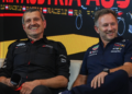 (L to R): Guenther Steiner (ITA) Haas F1 Team Prinicipal and Christian Horner (GBR) Red Bull Racing Team Principal in the FIA Press Conference. 30.06.2023. Formula 1 World Championship, Rd 10, Austrian Grand Prix, Spielberg, Austria, Qualifying Day.