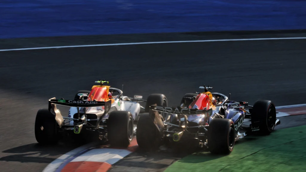 Max Verstappen and Liam Lawson collided during FP2 in Mexico City
