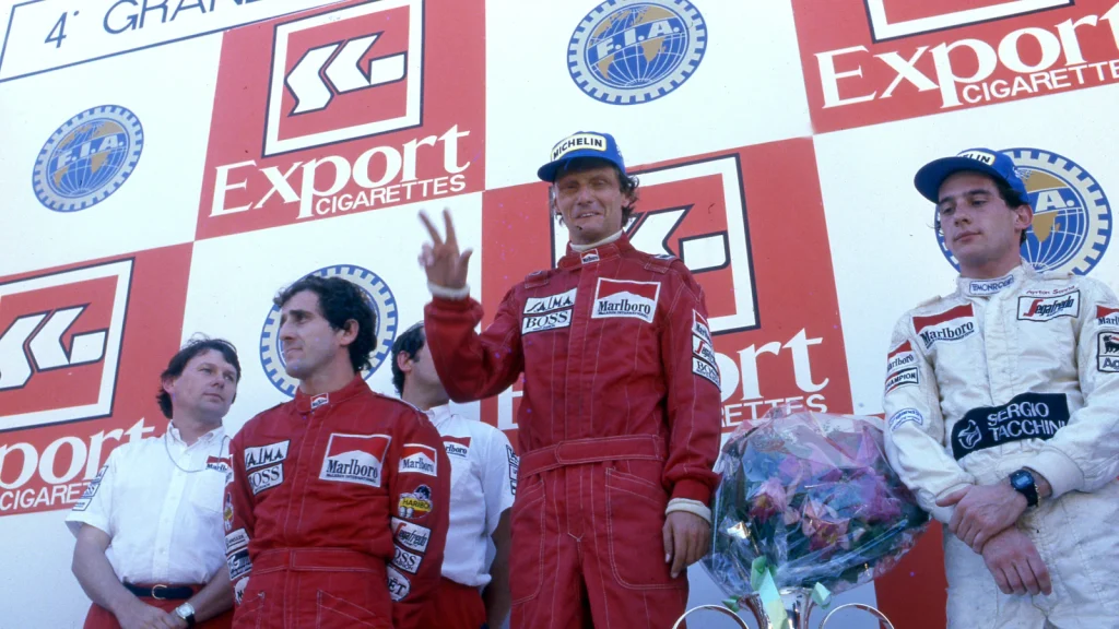 Niki Lauda fought back from a challenging qualifying to win the title in 1984