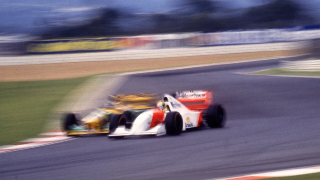 Senna and Schumacher eventually collided. Schumacher spun out, Senna continued to finish second, behind Prost