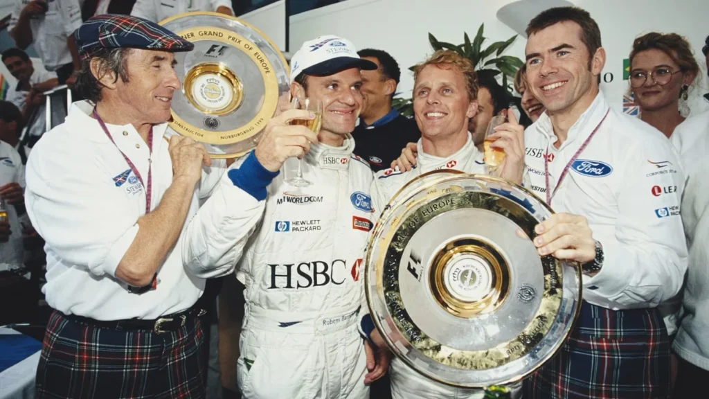 Johnny Herbert gave the Stewart team its only Grand Prix victory, with just three left in its history