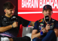 L to R): Pierre Gasly (FRA) Alpine F1 Team and Max Verstappen (NLD) Red Bull Racing in the FIA Press Conference. 02.03.2023. Formula 1 World Championship, Rd 1, Bahrain Grand Prix, Sakhir, Bahrain, Preparation Day. -