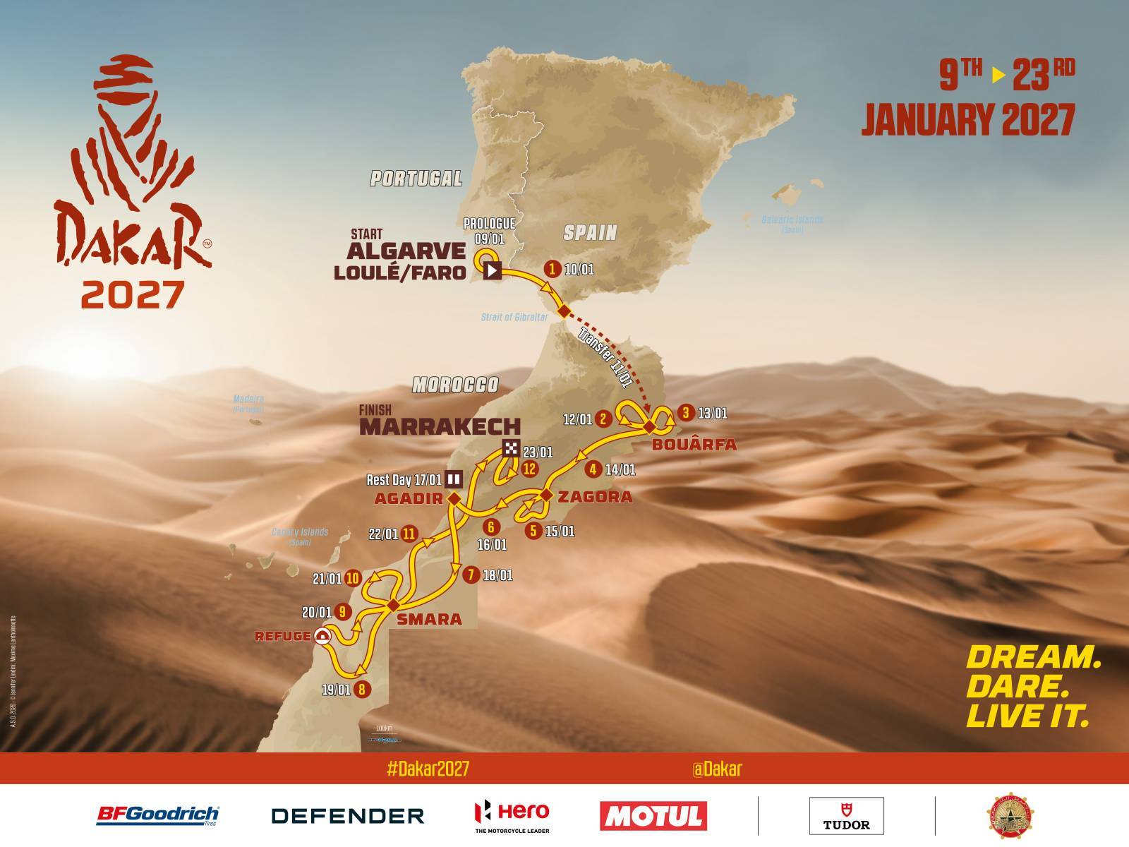 Dakar 2027 – Loulé-Faro in Portugal to Marrakech in Morocco